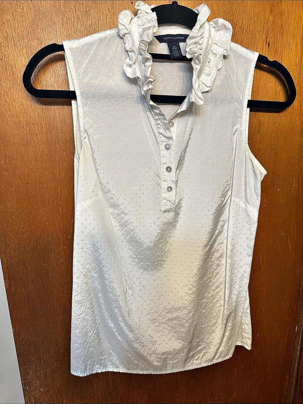 Tommy Hilfiger Ruffle Collar Blouse in White Size XS